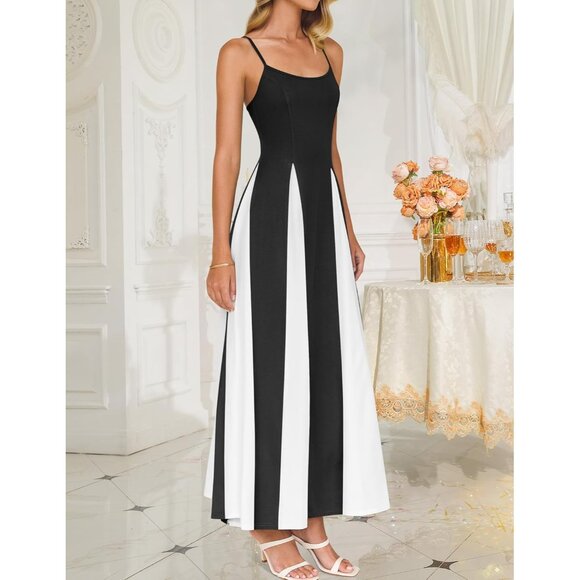 Women's Summer Maxi Dress Viscose Spaghetti Strap Flowy Wedding Guest - Picture 8 of 9